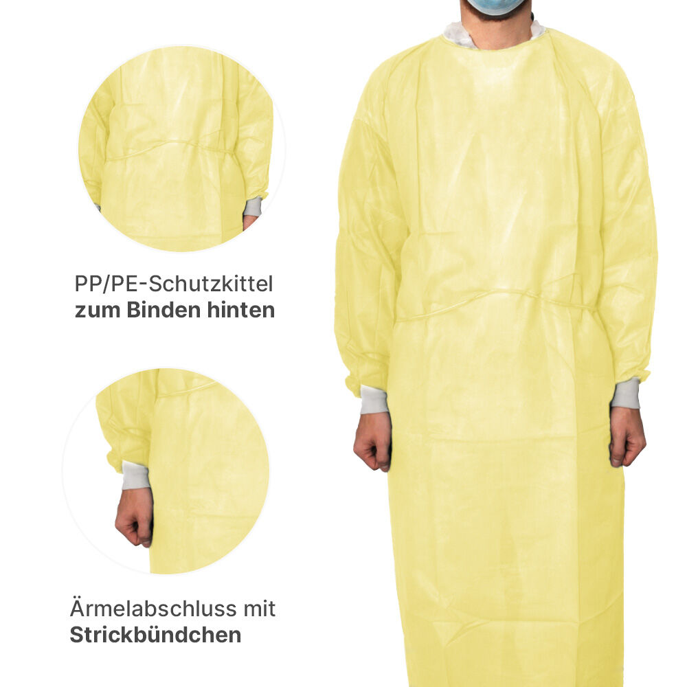 maimed-schutzkittel-detailbild MaiMed Schutzkittel Gelb