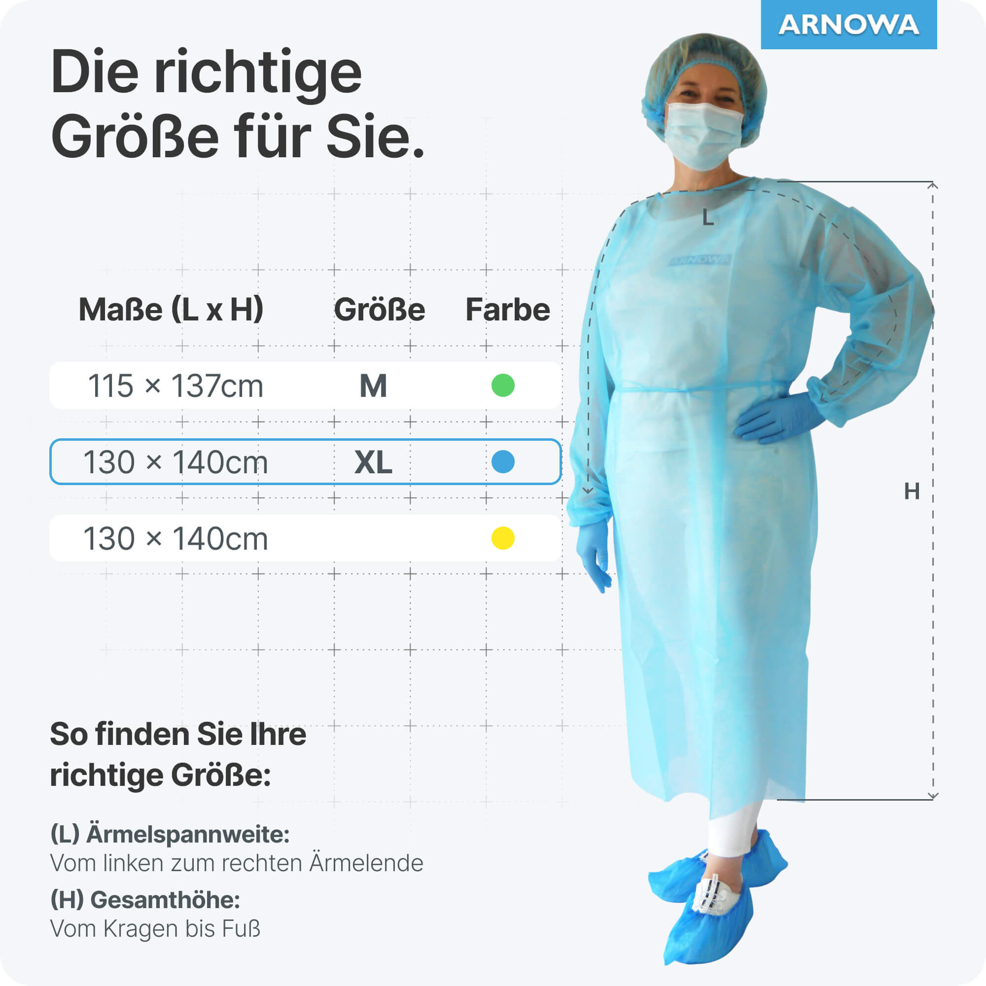 PP Schutzkittel Blau Größen