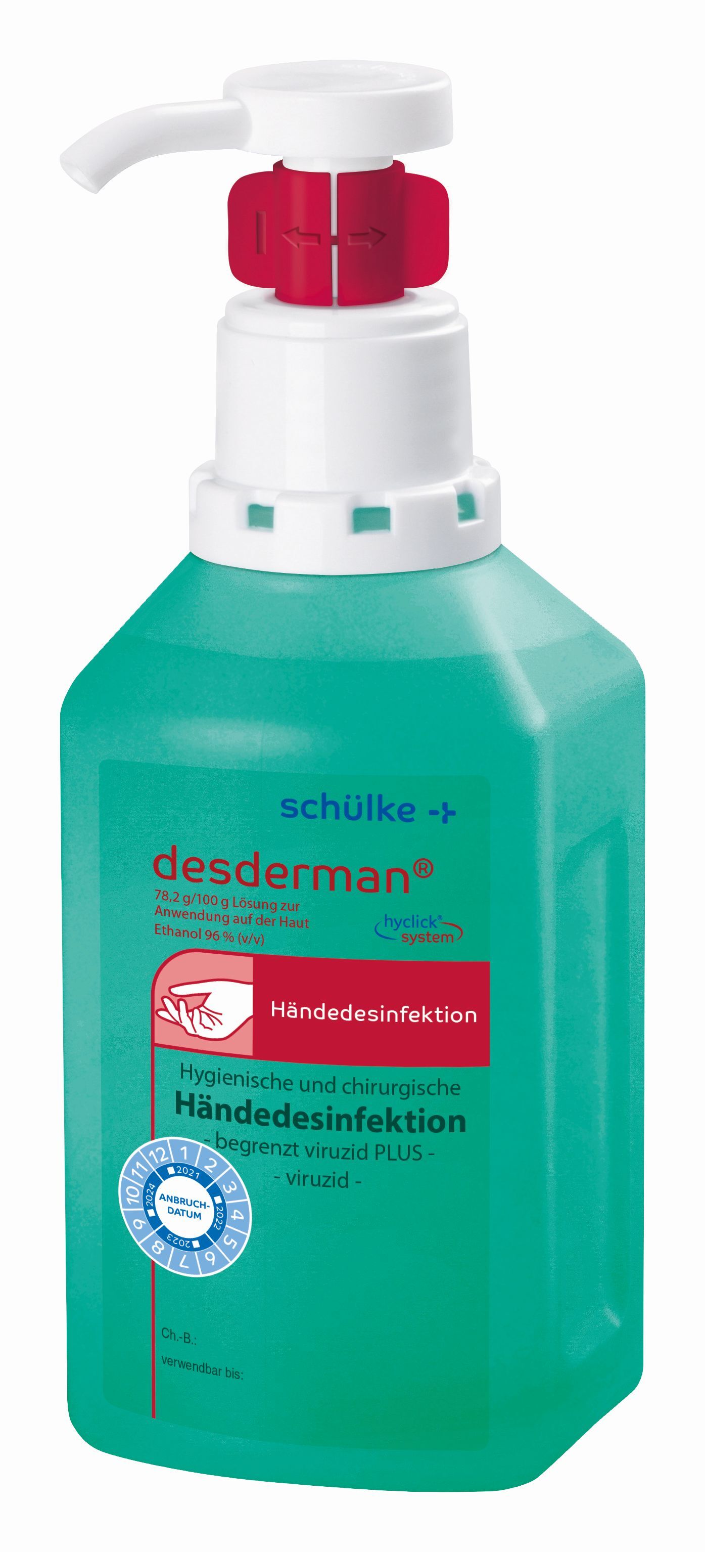desderman hyclick - Händedesinfektionsmittel desderman Händedesinfektionsmittel in der 500ml-Flasche mit Dosierpumpe