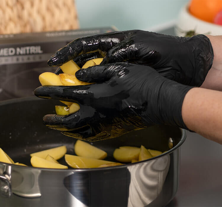 Schwarze Nitril Handschuhe für die Gastro