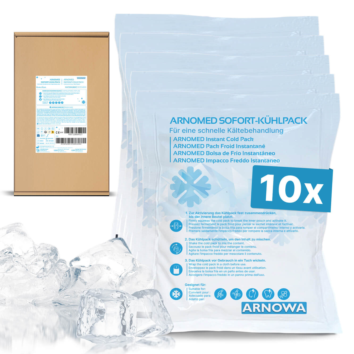 ARNOMED Sofort-Kühlpack Gr. M | 10 Stk.  - Sofort Kühlkompressen