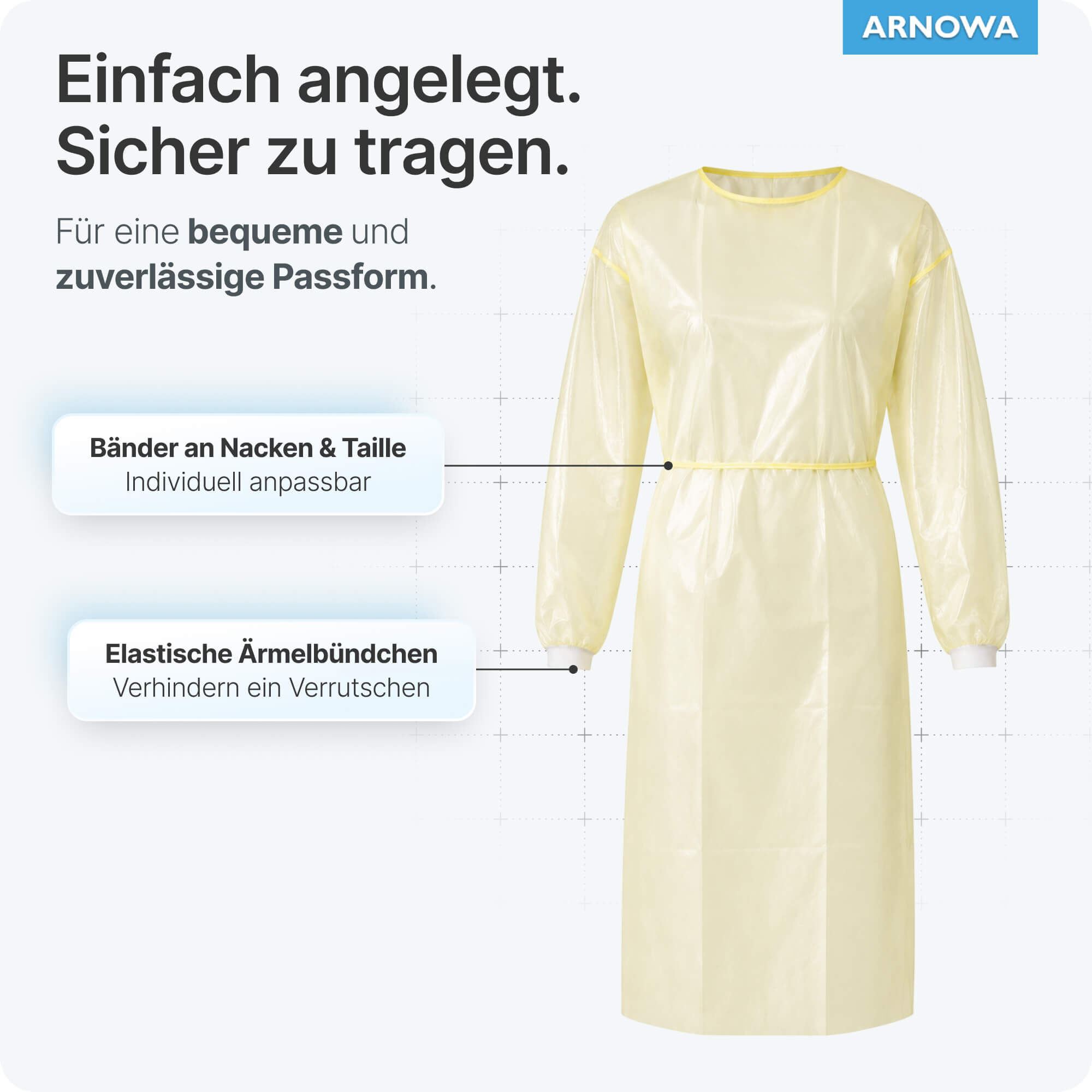PP + PE Schutzkittel Gelb Gummizüge
