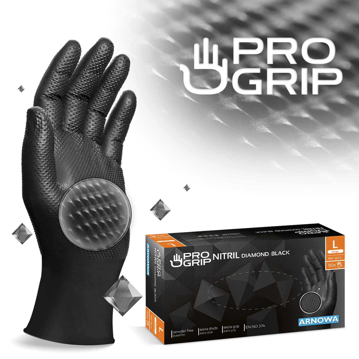 PROGRIP NITRIL DIAMOND BLACK – Handschuhe Diamant PROGRIP NITRIL DIAMOND BLACK – Handschuhe Diamant