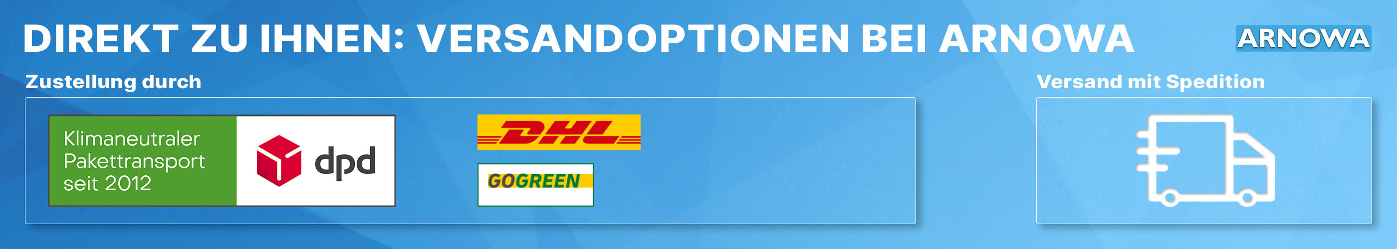 Versandoptionen ARNOWA Versandoptionen ARNOWA