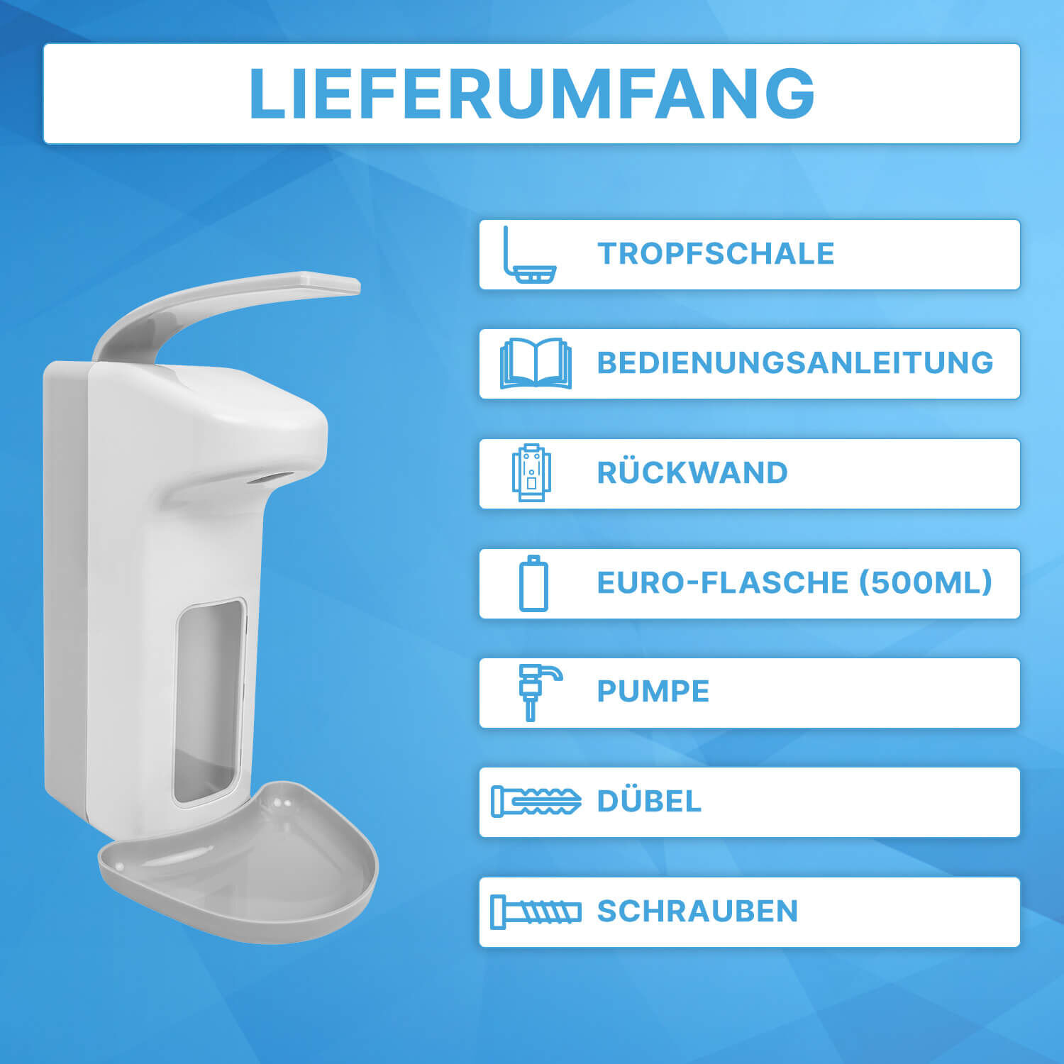 ARNOMED Desinfektionsspender ABS Lieferumfang