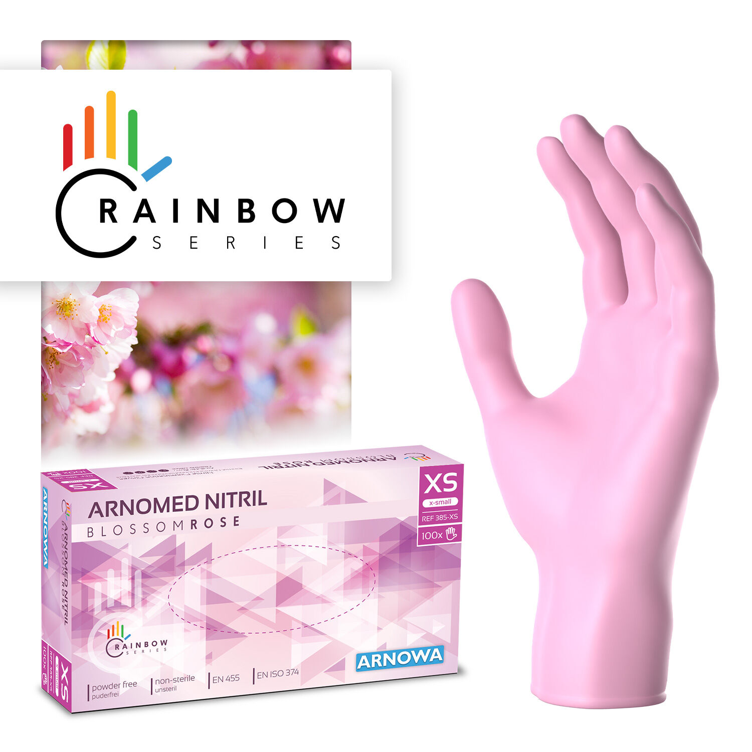 ARNOMED NITRIL BLOSSOM ROSE - Einmalhandschuhe Rosa ARNOMED NITRIL BLOSSOM ROSE - Einmalhandschuhe Rosa