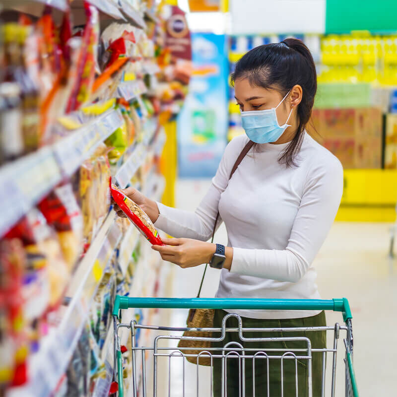Mundschutz beim Einkaufen Mundschutz beim Einkaufen