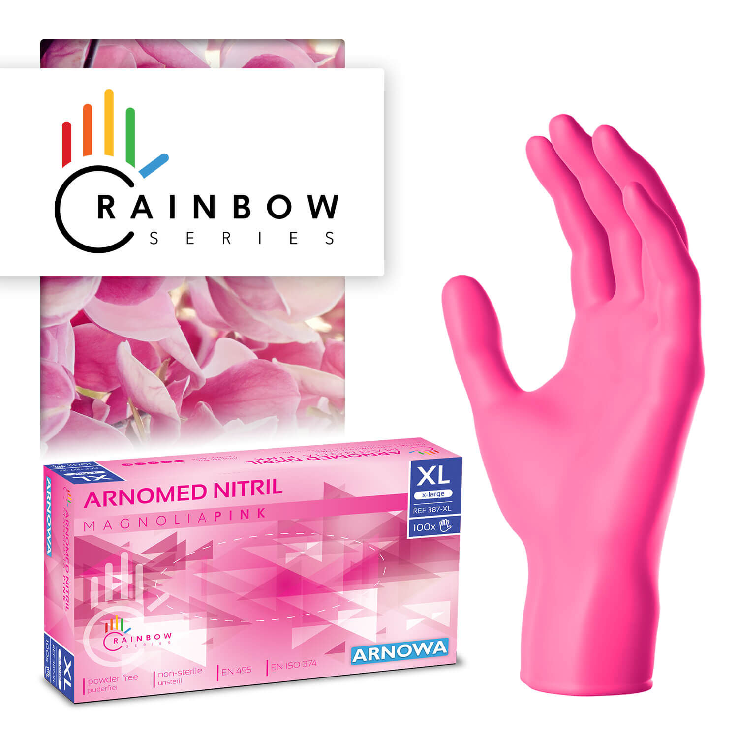 ARNOMED NITRIL MAGNOLIA PINK  - Einmalhandschuhe Pink