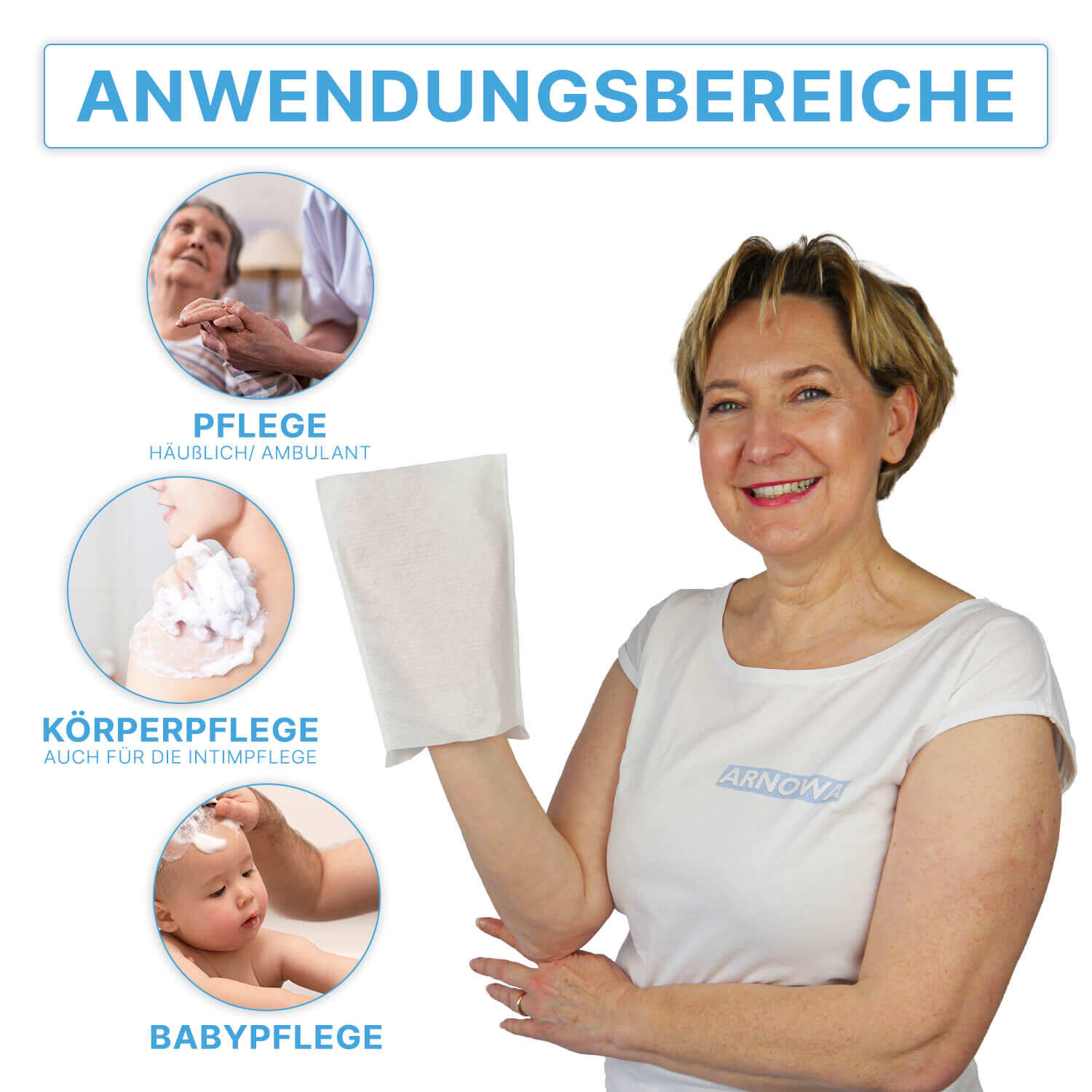 ARNOMED Einmal Waschhandschuhe Vlies + PE ARNOMED Einmal Waschhandschuhe Vlies + PE
