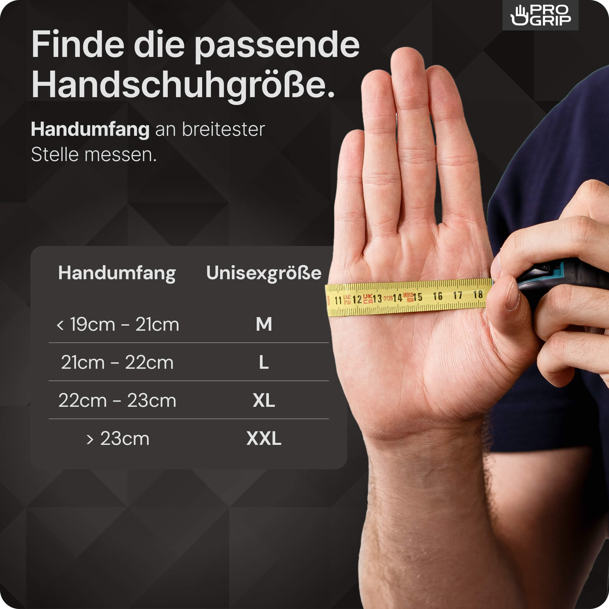 PROGRIP Nitril Handschuhe Blau Größenübersicht