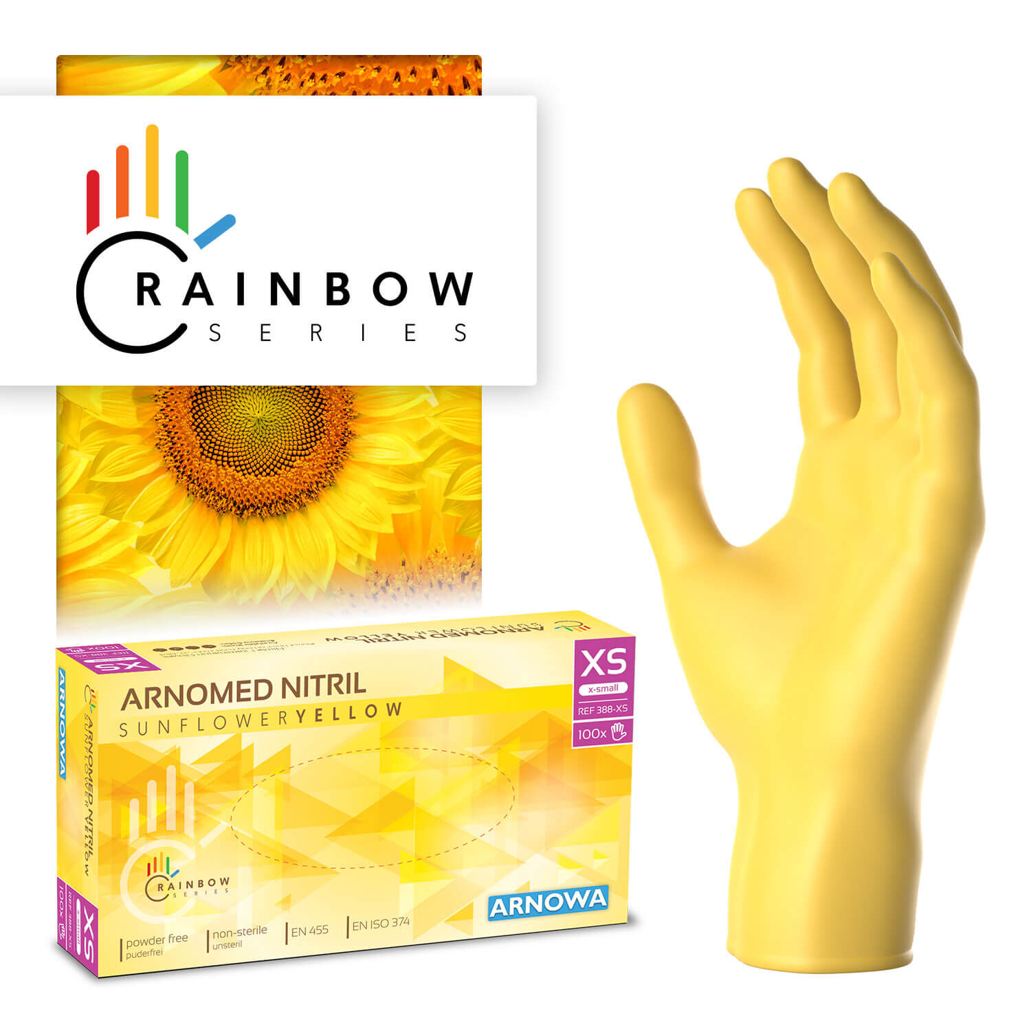 ARNOMED NITRIL SUNFLOWER YELLOW - Nitrilhandschuhe Gelb ARNOMED NITRIL SUNFLOWER YELLOW - Nitrilhandschuhe Gelb