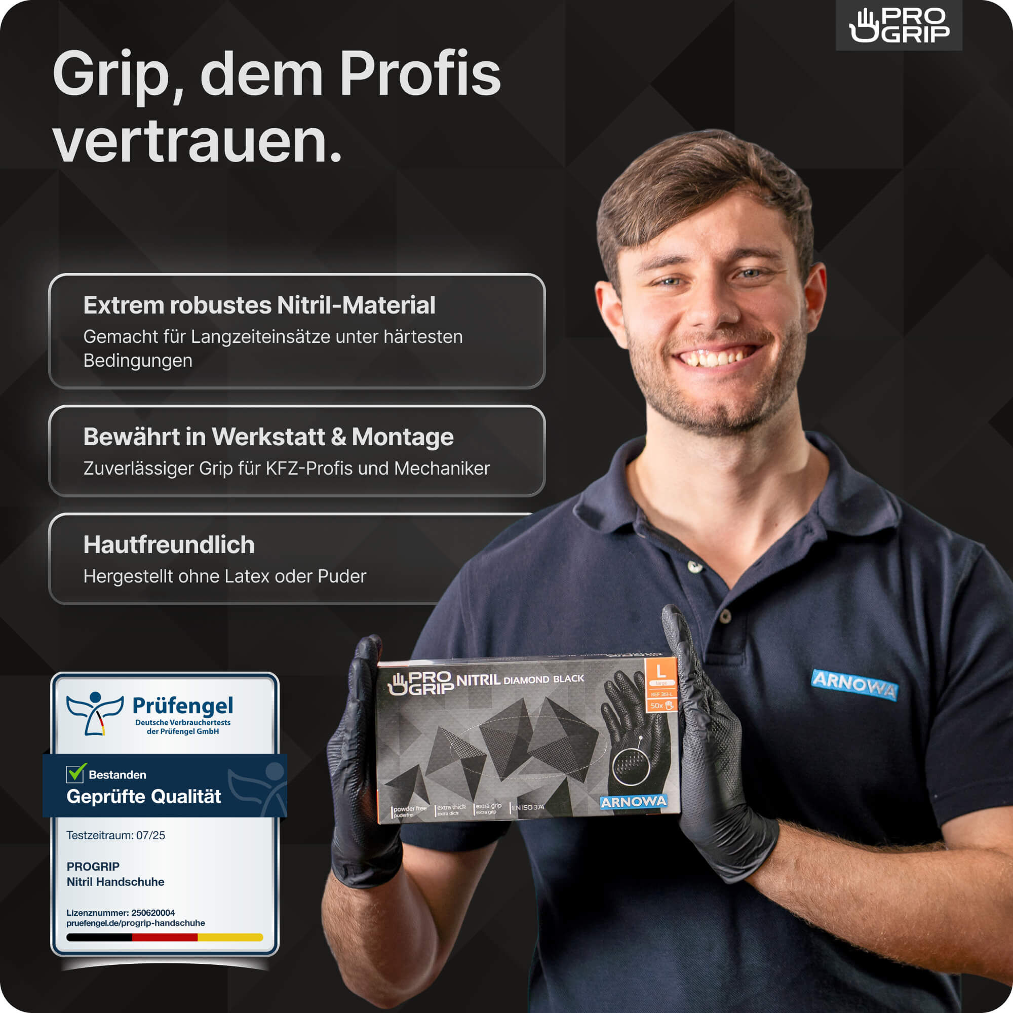 PROGRIP Nitril Handschuhe Blau Siegel