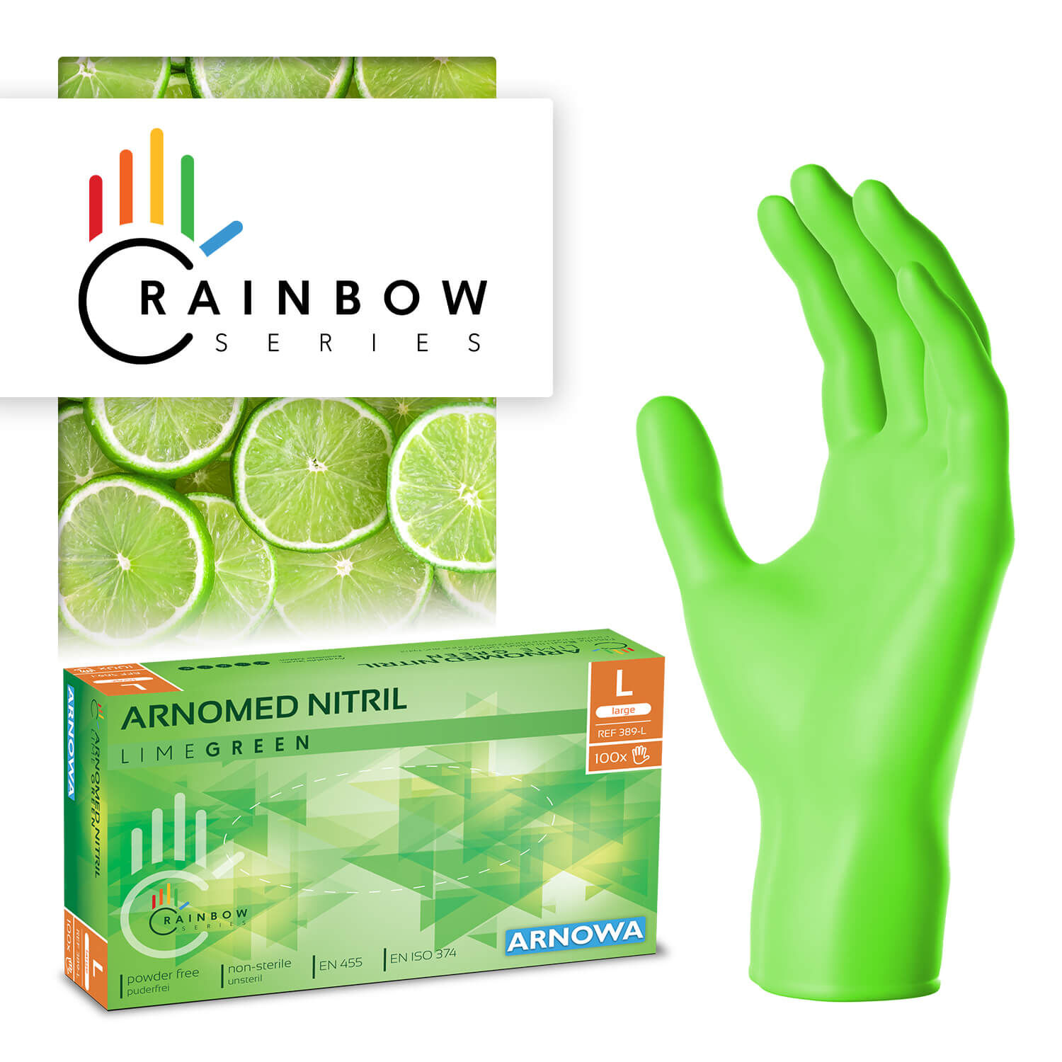 ARNOMED NITRIL LIME GREEN - Einmalhandschuhe Grün ARNOMED NITRIL LIME GREEN - Einmalhandschuhe Grün