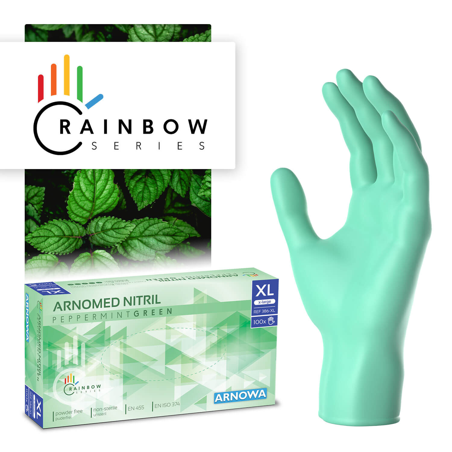 ARNOMED NITRIL PEPPERMINT GREEN - Einmalhandschuhe Grün ARNOMED NITRIL PEPPERMINT GREEN - Einmalhandschuhe Grün