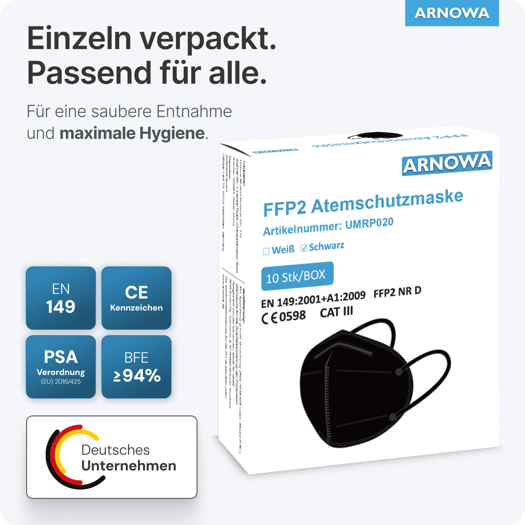 FFP2 Masken Schwarz Verpackung