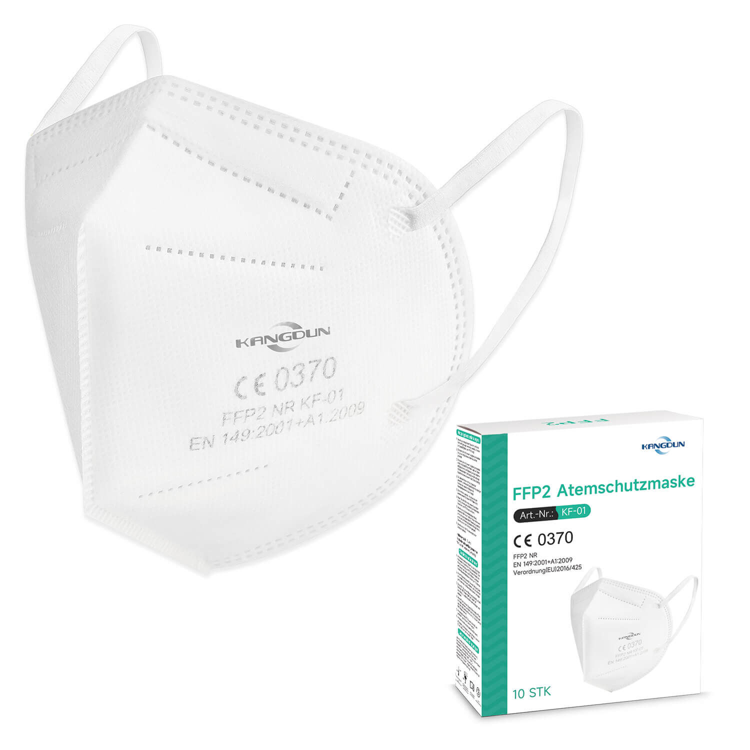 KANGDUN FFP2 Maske ohne Ventil | Weiß KANGDUN FFP2 Maske ohne Ventil | Weiß