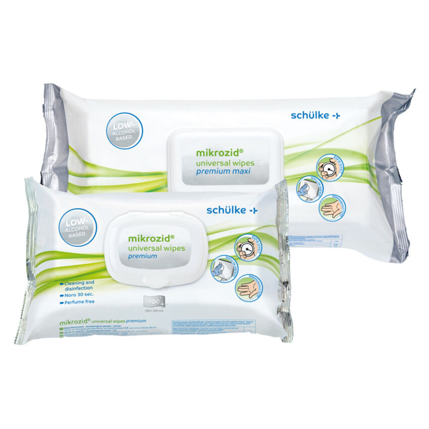 Alkoholfreie mikrozid sensitive wipes green line im 114-Stück-Flow-Pack