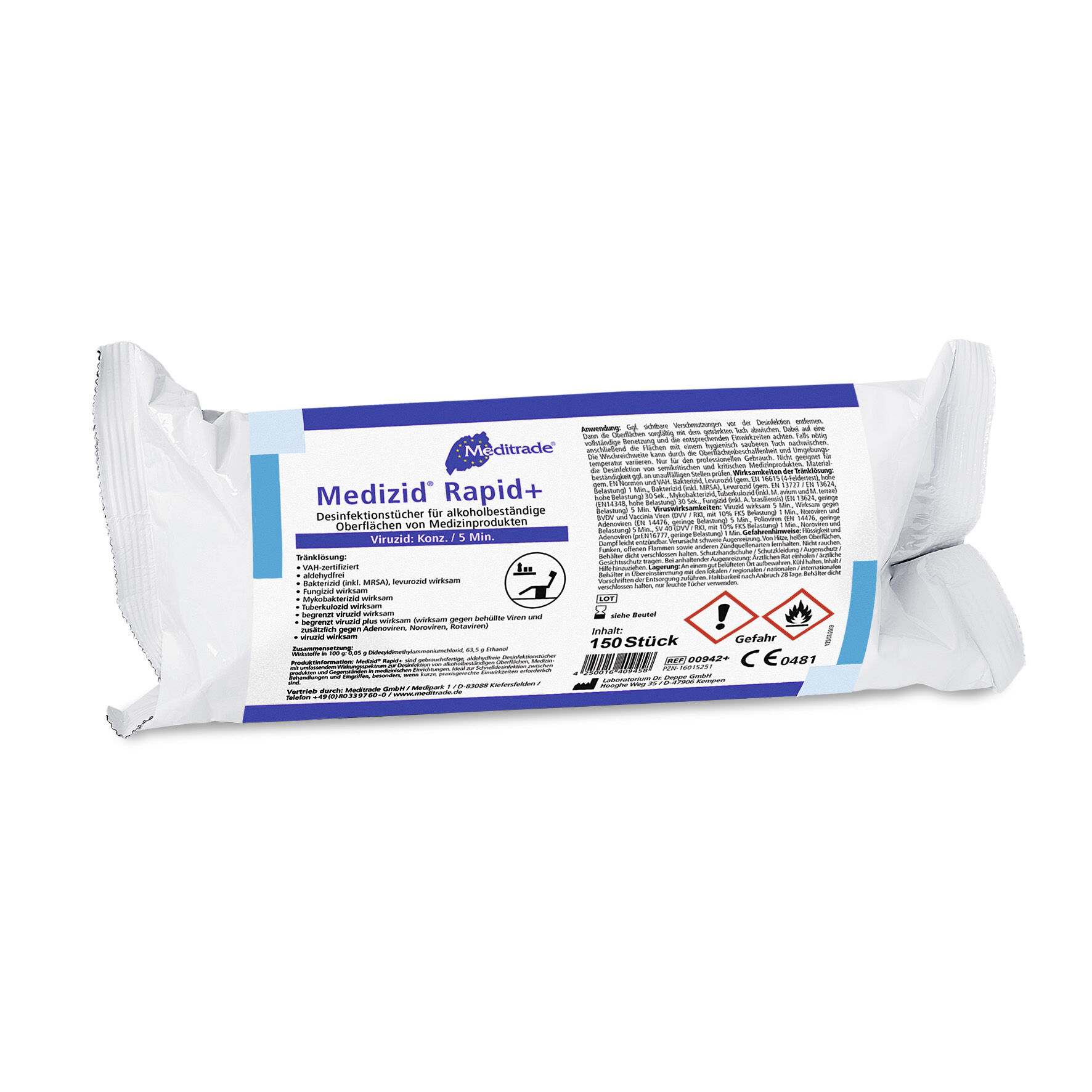 Medizid Rapid plus -  Desinfektionstücher im Nachfüllpack