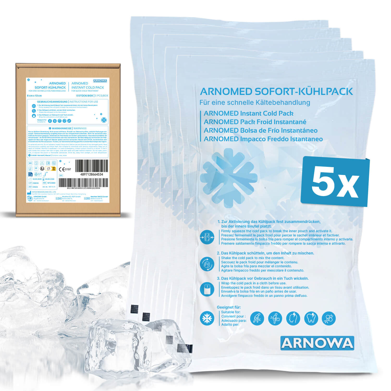 ARNOMED Sofort-Kühlpack Gr. S | 5 Stk.  - Sofort Kühlkompressen ARNOMED Sofort-Kühlpack Gr. S | 5 Stk.  - Sofort Kühlkompressen