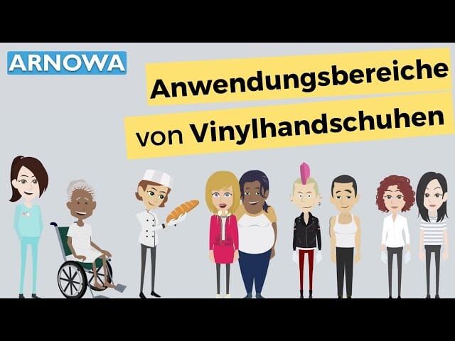 Thumbnail eines Youtube-Videos zu den Anwendungsbereichen von Vinyl Handschuhen.