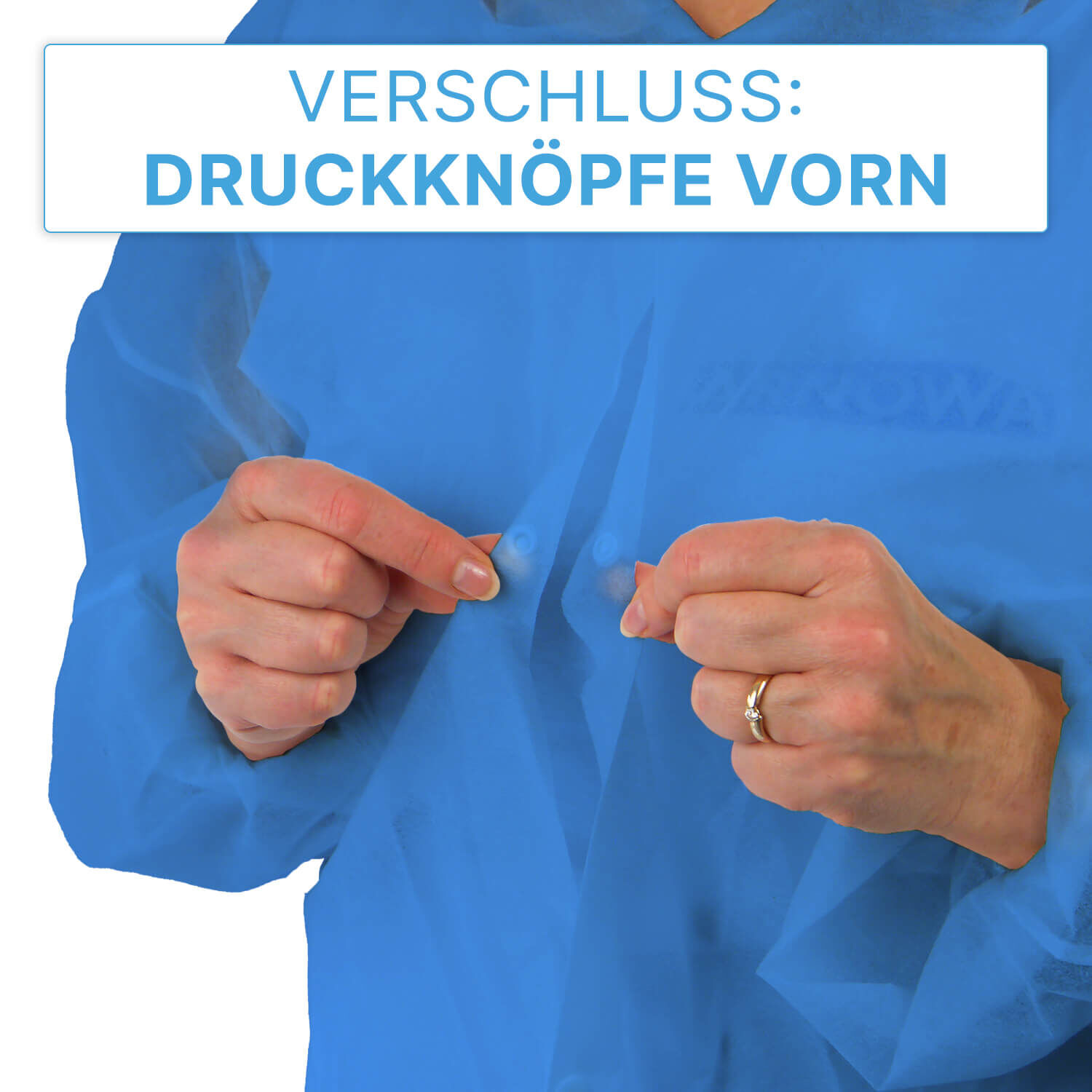 Praktische Druckknöpfe auf der Vorderseite.