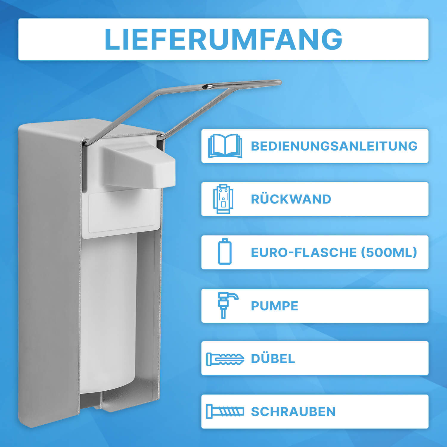 ARNOMED Desinfektionsspender Alu Lieferumfang ARNOMED Desinfektionsspender Alu Lieferumfang