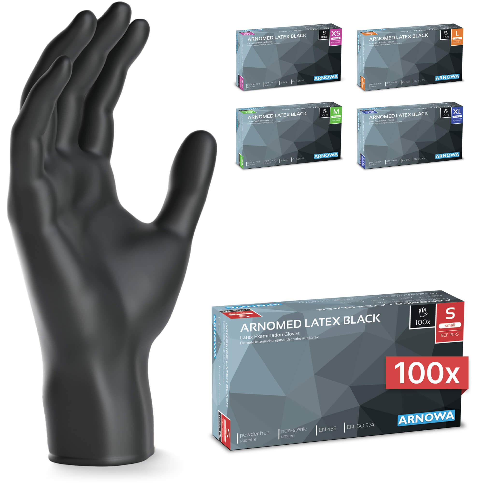 ARNOMED LATEX BLACK – Latex Handschuhe Schwarz