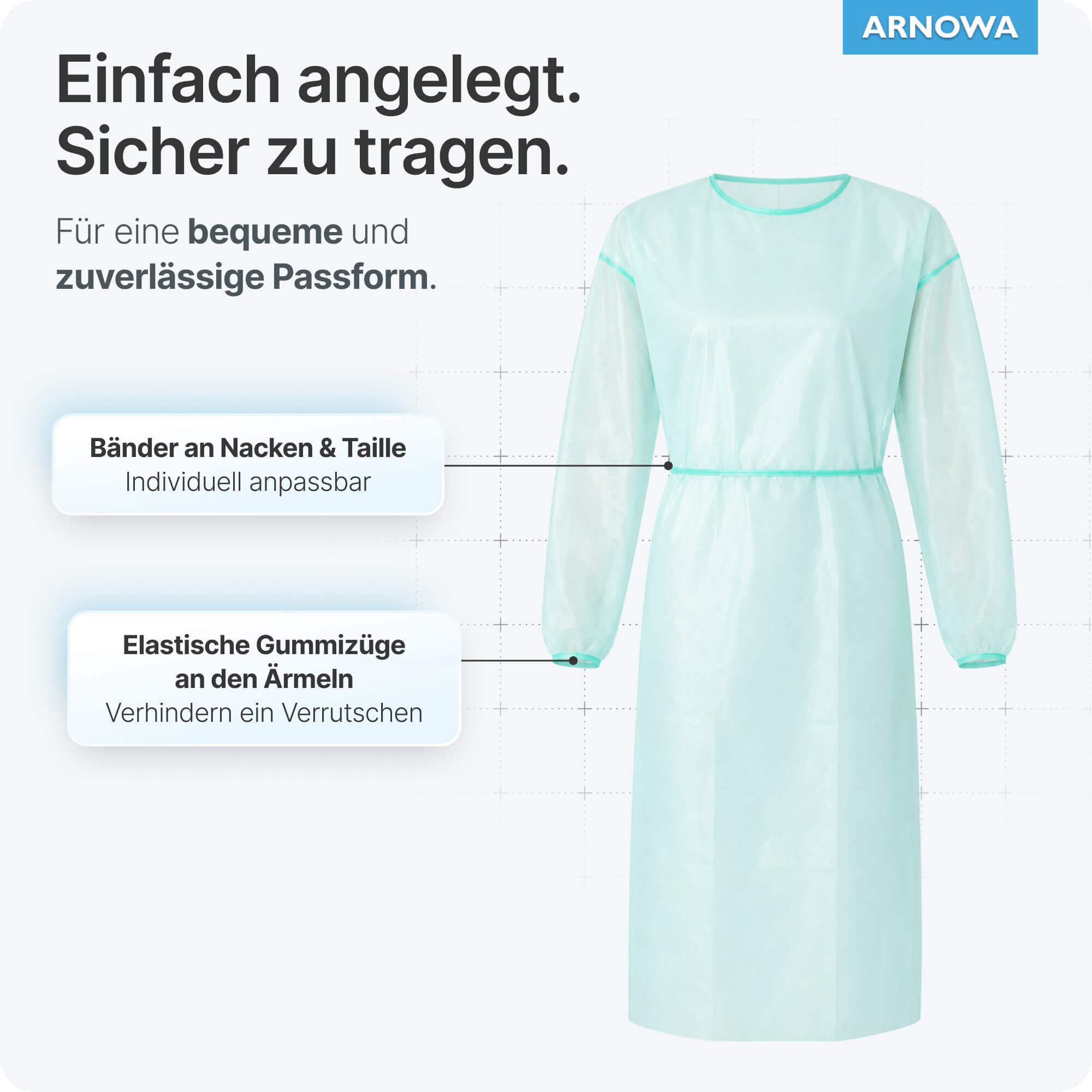 PP Schutzkittel Grün Gummizüge