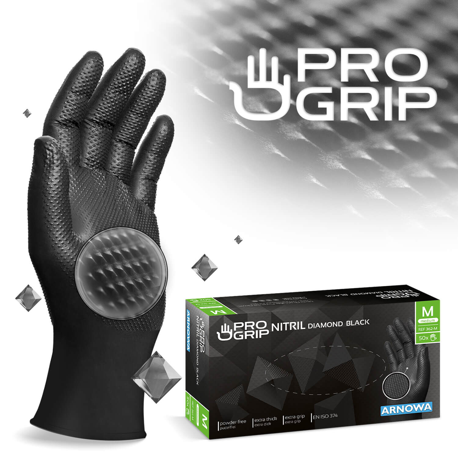 PROGRIP NITRIL DIAMOND BLACK – Handschuhe Diamant PROGRIP NITRIL DIAMOND BLACK – Handschuhe Diamant