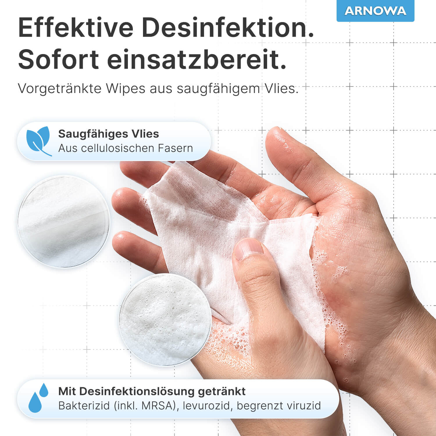 ARNOMED Desinfektionstücher 2-in-1 Tuchmaterial