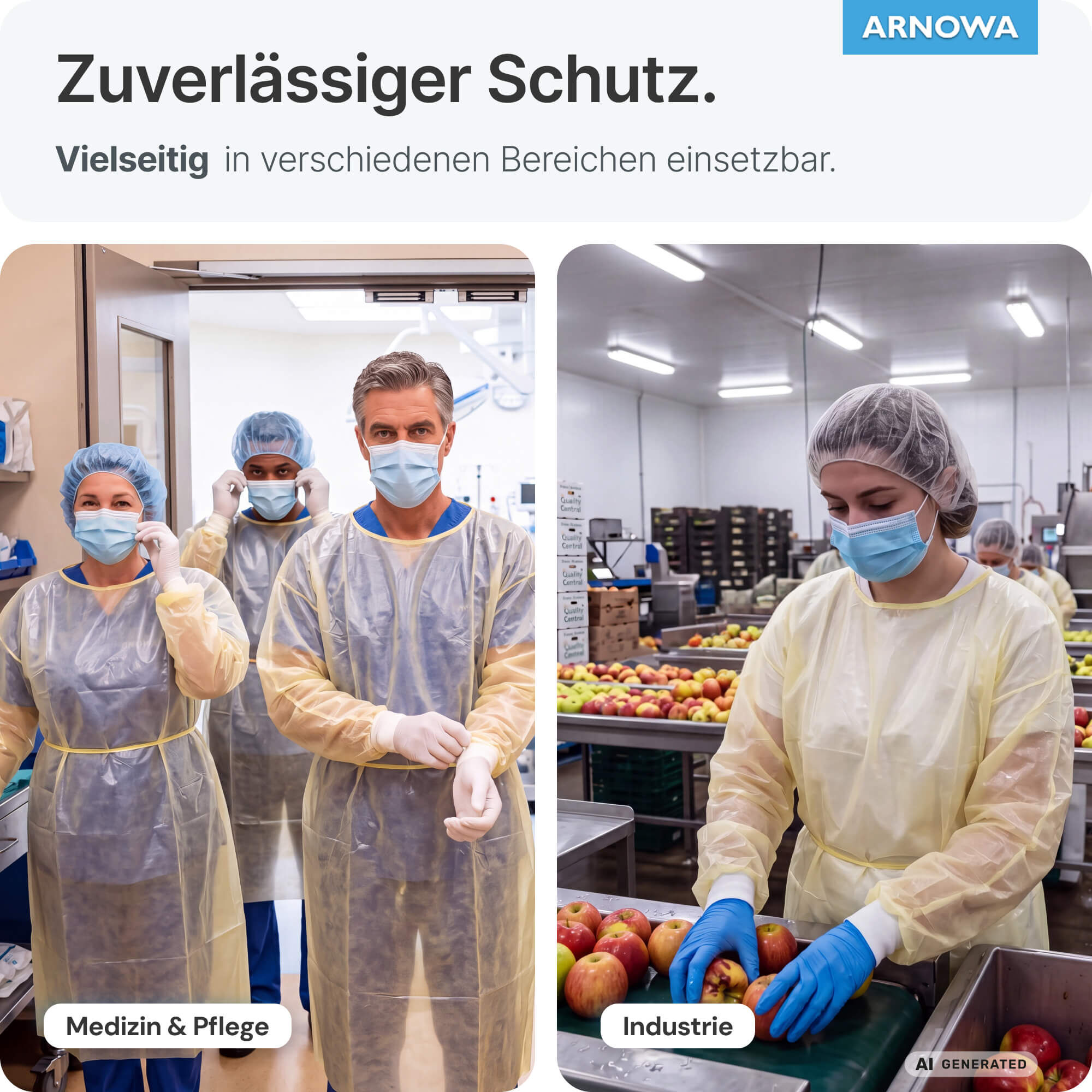 PP + PE Schutzkittel Gelb Anwendungsbereiche