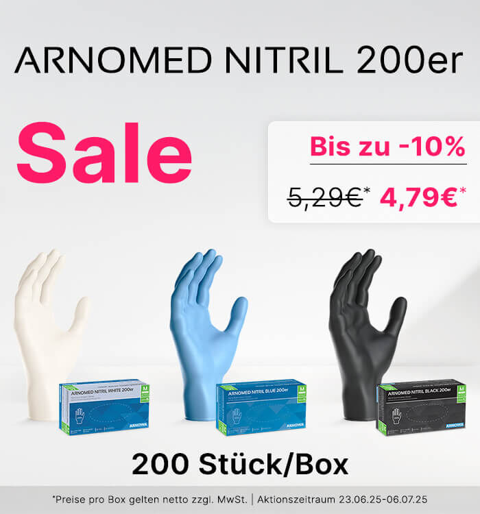 ARNOMED Nitrilhandschuhe in der 200er Verpackung im Angebot.