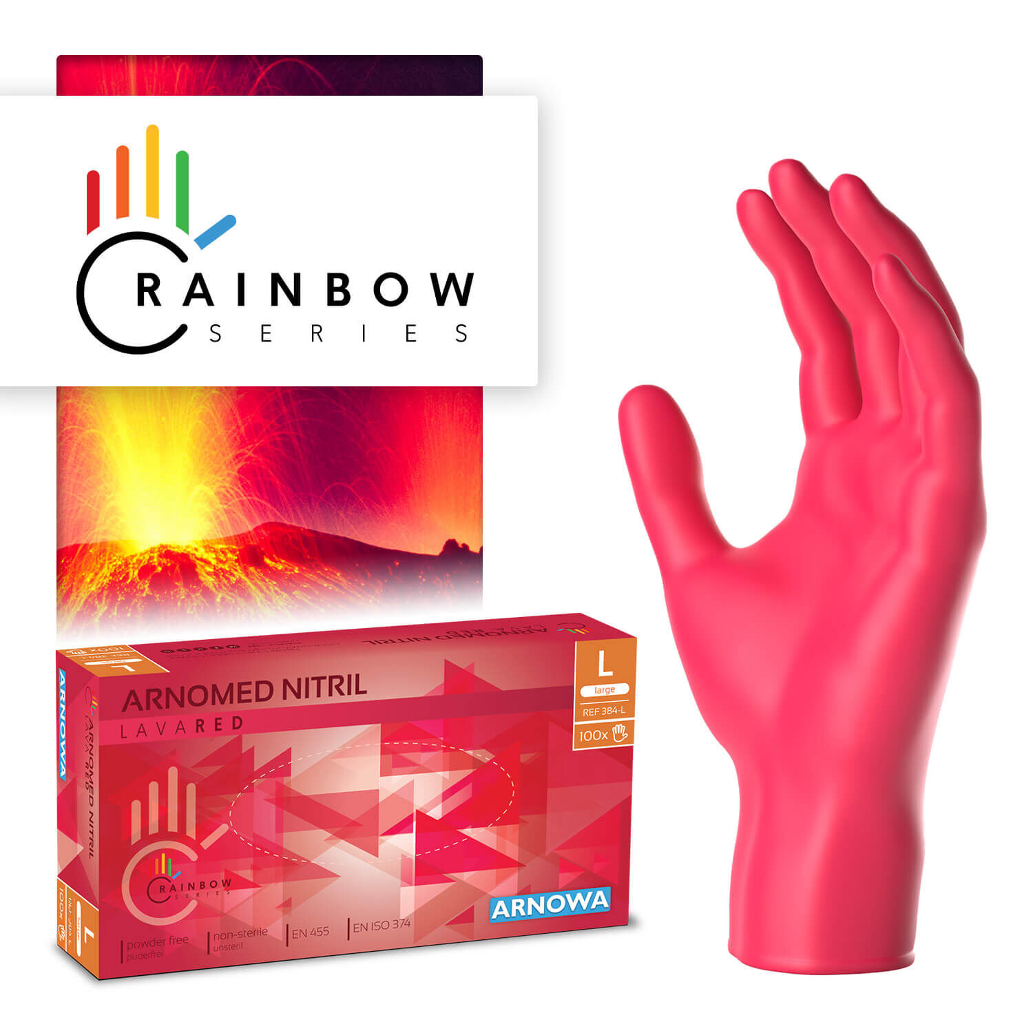 384-L ARNOMED Nitrilhandschuhe Rot