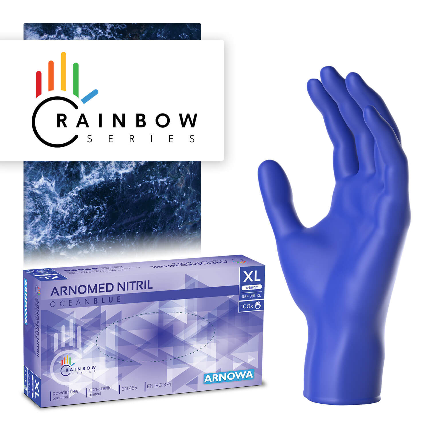 381-XL ARNOMED Nitrilhandschuhe Blau+