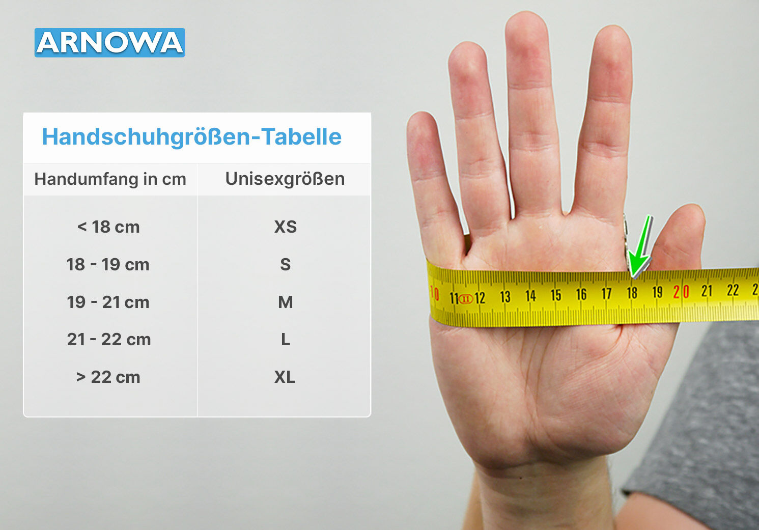 handschuhgroeße-messen Hand misst Größe für Handschuhe aus
