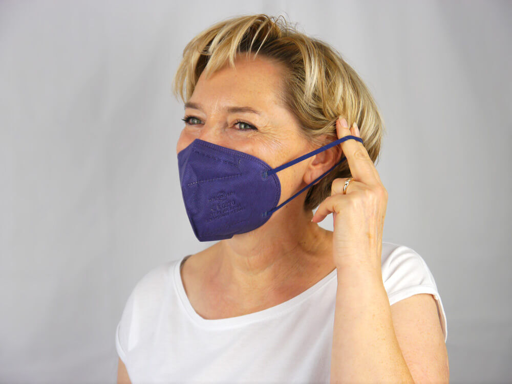 411-DB-Ohrschlaufen FFP2 Maske in Dunkelblau