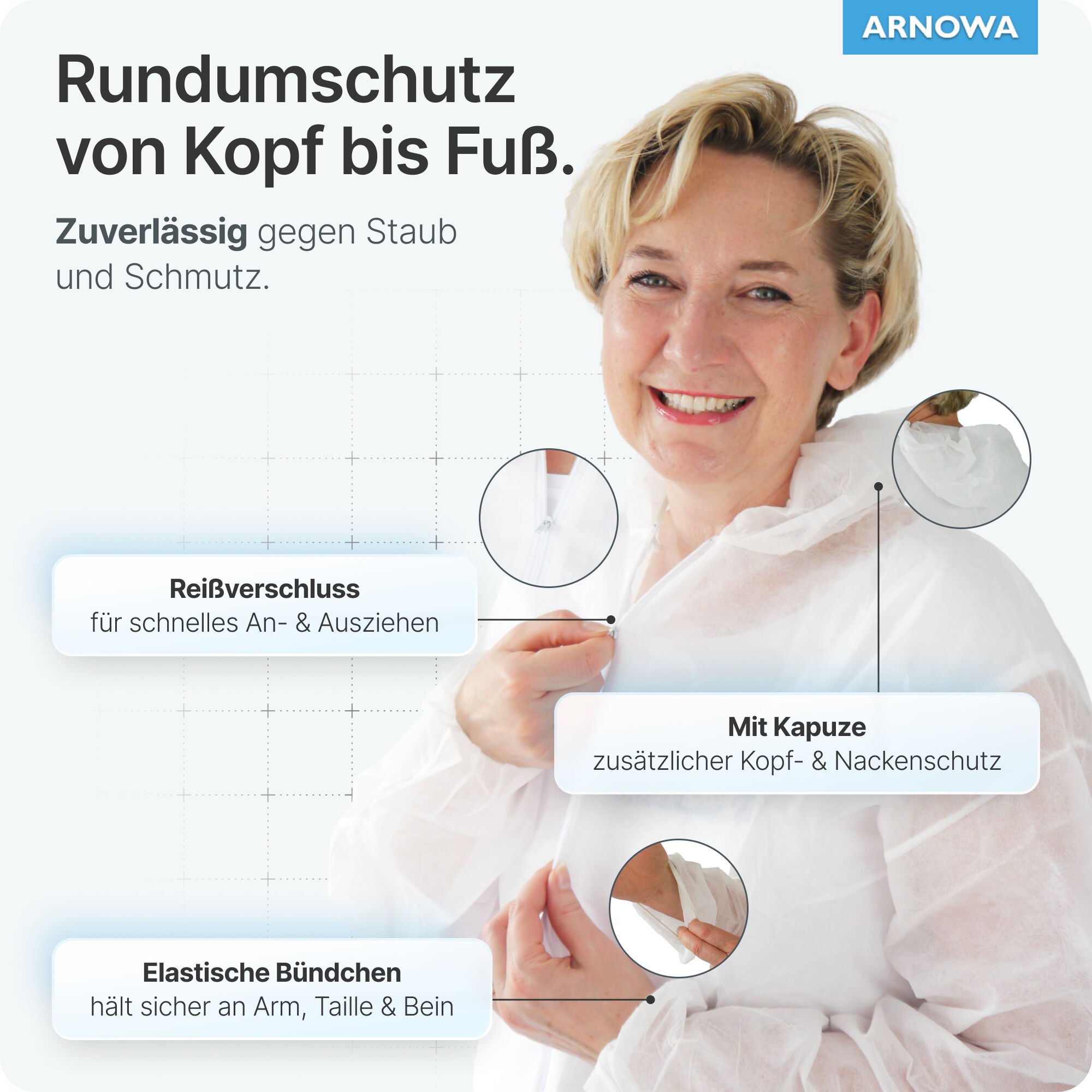 ARNOMED COVER PP-Overall | mit Kapuze | Weiß