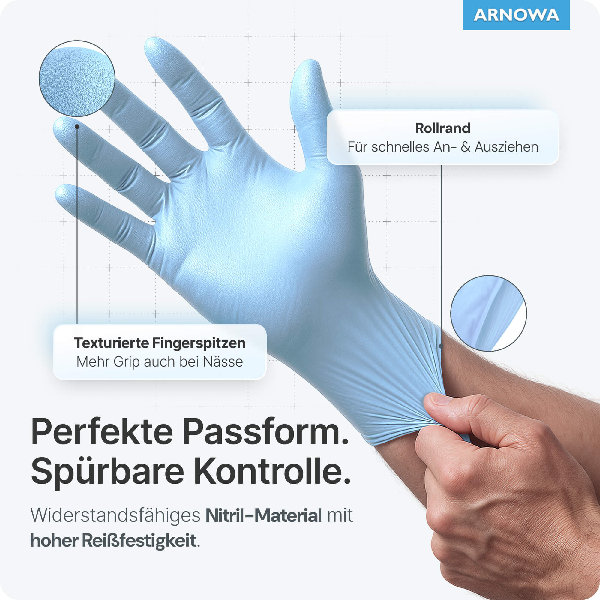 ARNOMED Nitril Handschuhe Hellblau