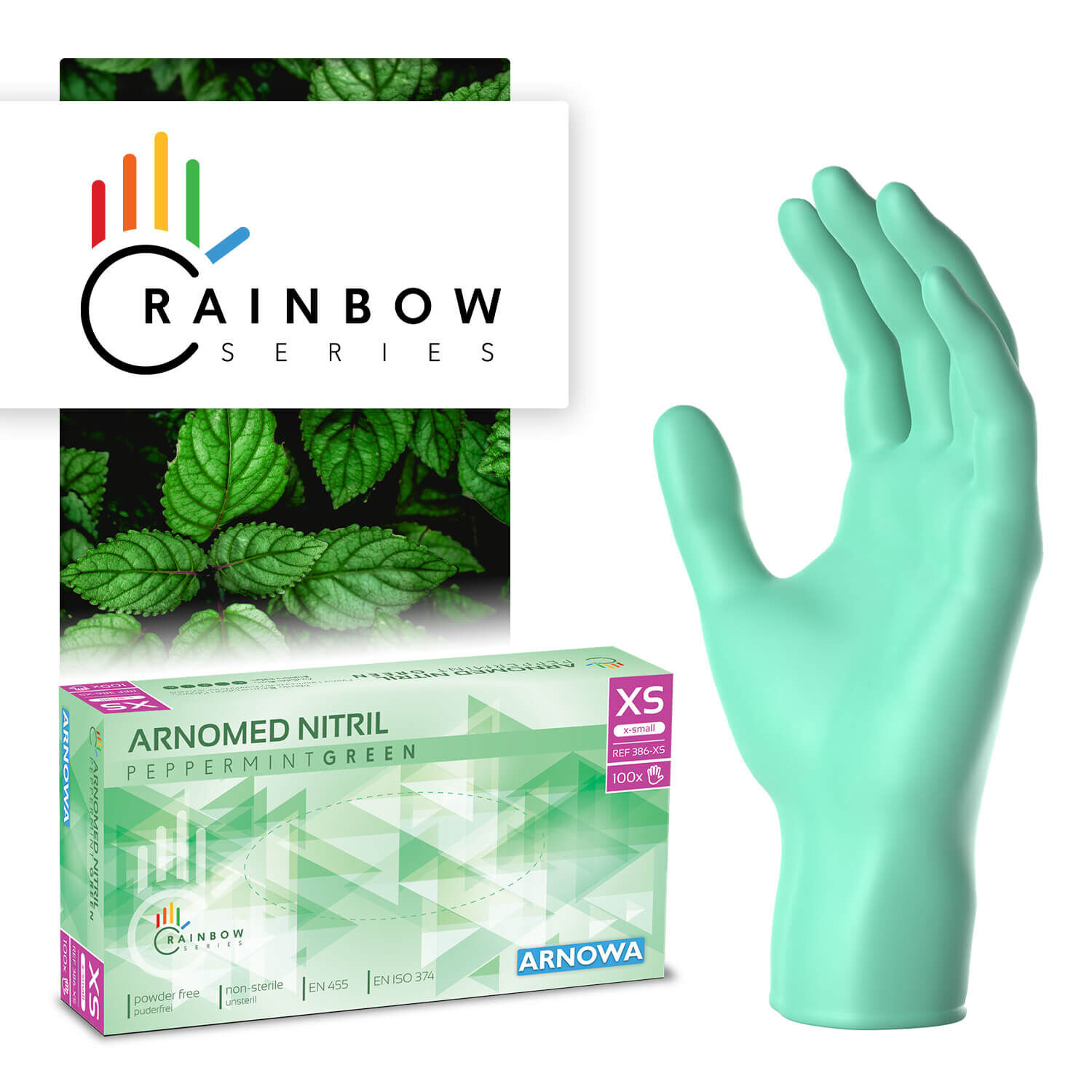 ARNOMED NITRIL PEPPERMINT GREEN - Einmalhandschuhe Grün ARNOMED NITRIL PEPPERMINT GREEN - Einmalhandschuhe Grün