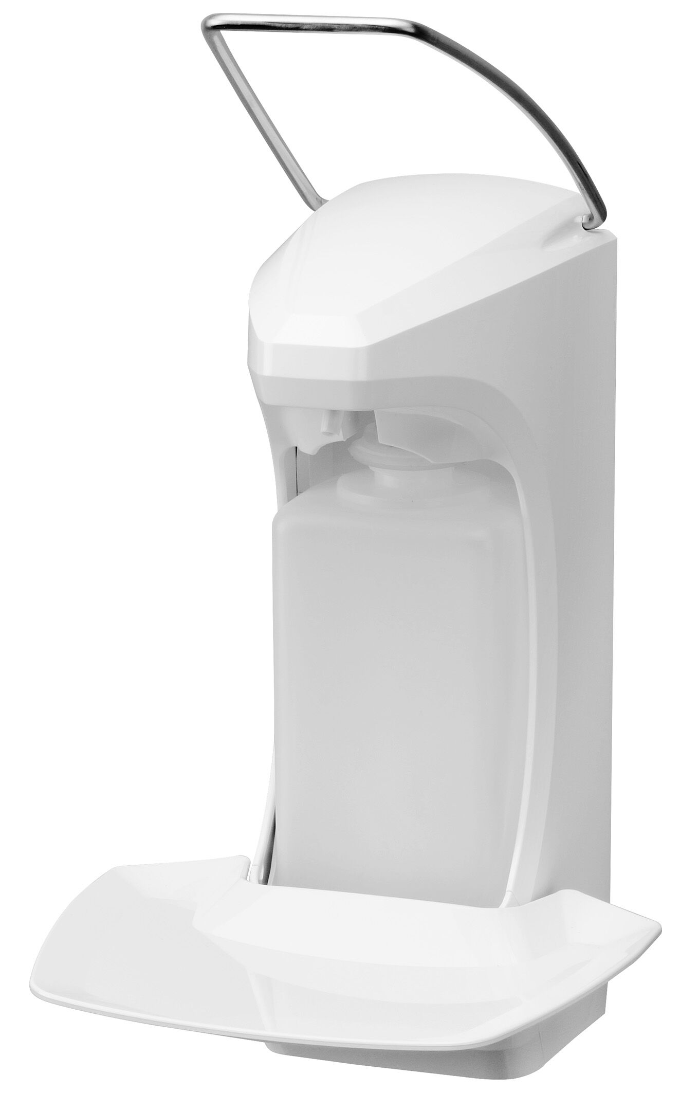 RX 5 - Desinfektionsmittelspender | ABS-Kunststoff | Kunststoffpumpe | 1000ml Weißer Desinfektionsmittelspender aus ABS-Kunststoff mit Tropfschale