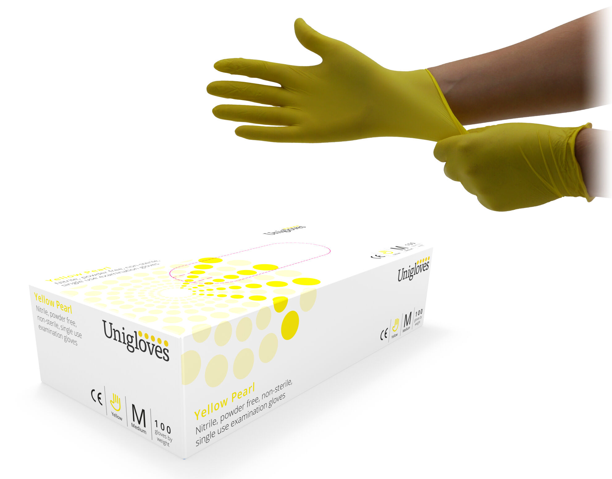 Gelbe Nitrilhandschuhe Yellow Pearl von Unigloves