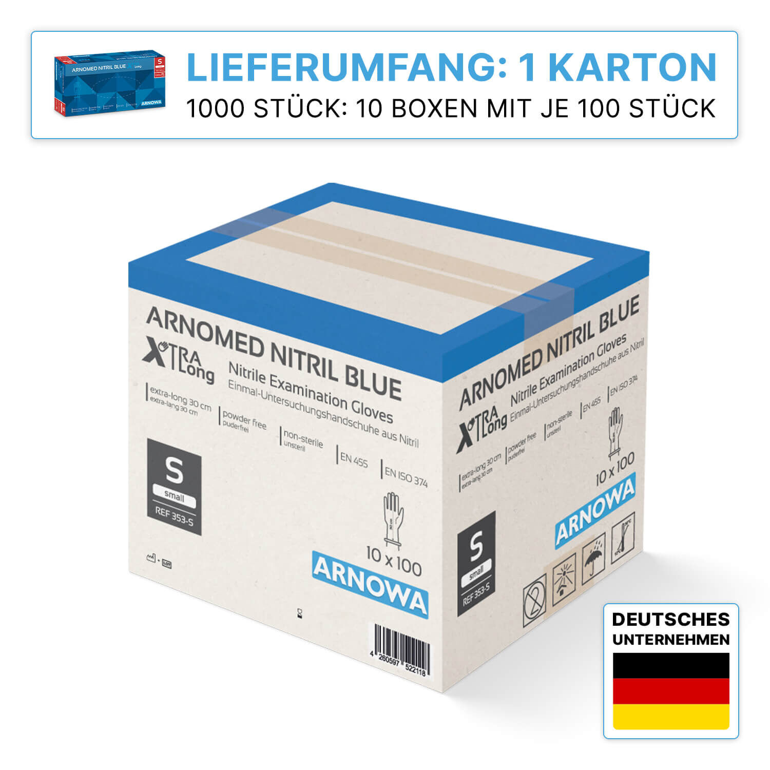 353-s-karton ARNOMED NITRIL BLUE XTRA LONG