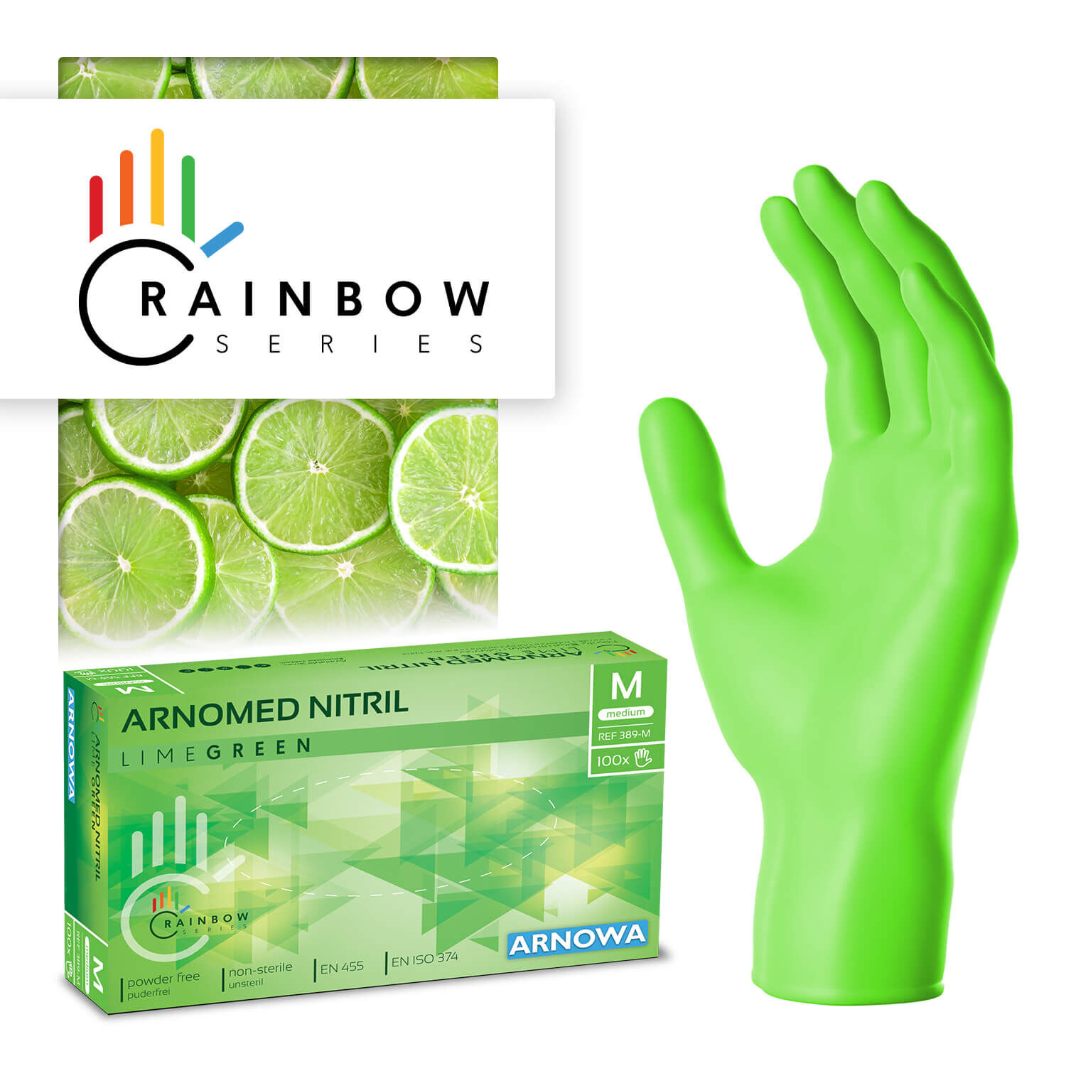 ARNOMED NITRIL LIME GREEN - Einmalhandschuhe Grün ARNOMED NITRIL LIME GREEN - Einmalhandschuhe Grün