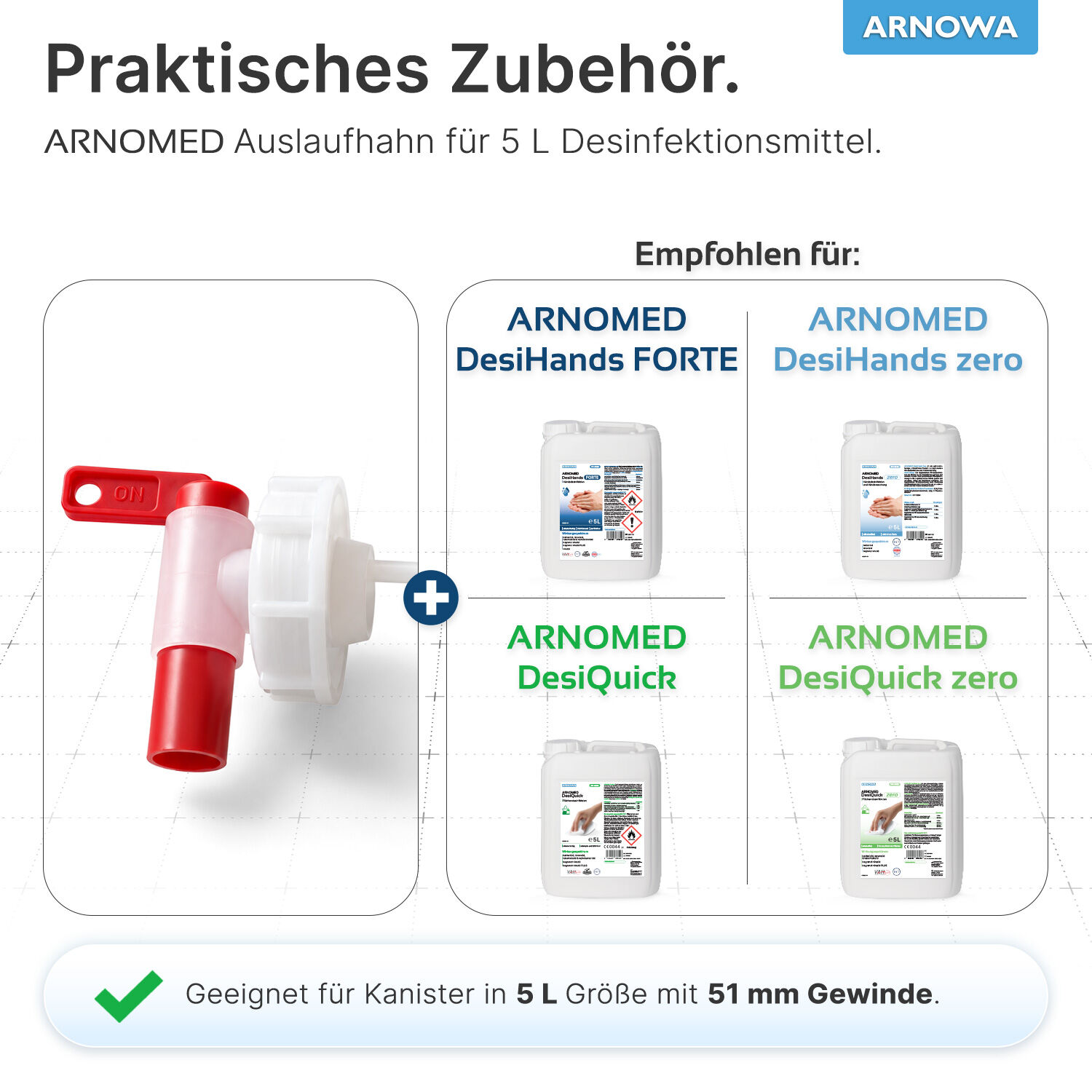 Auslaufhahn für Desinfektionsmittel Zubehör