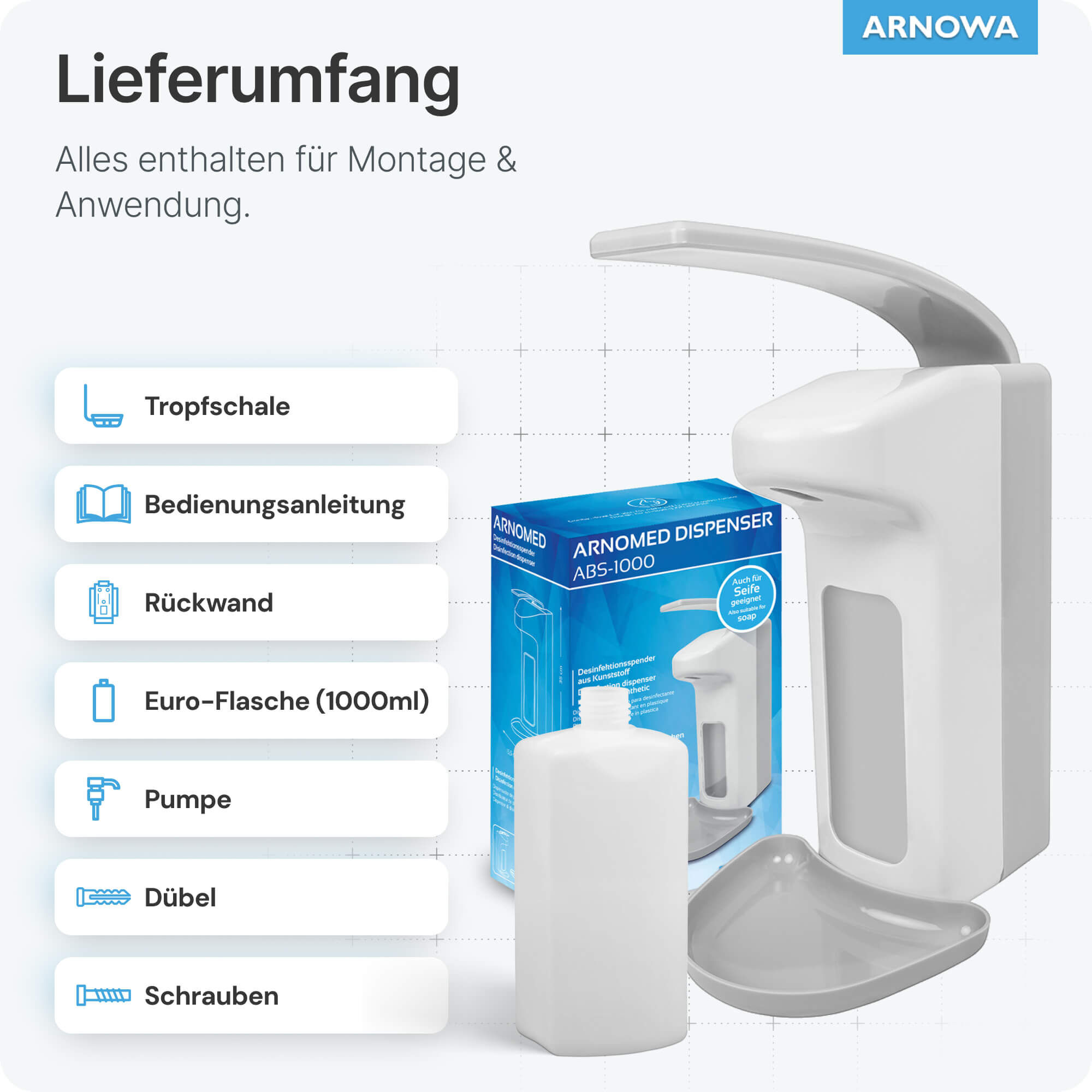 ARNOMED ABS Desinfektionsspender Lieferumfang