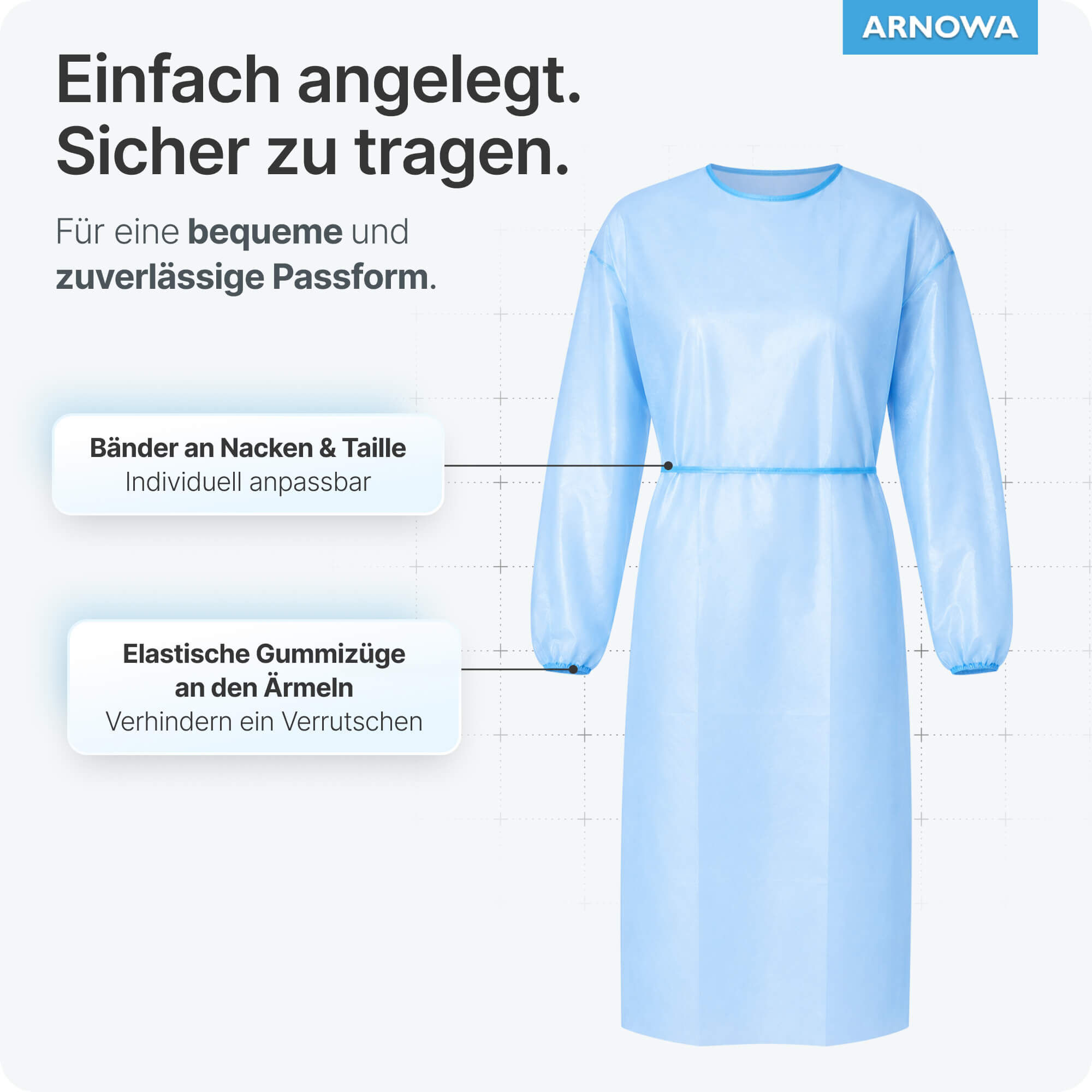 PP Schutzkittel Blau Gummizüge